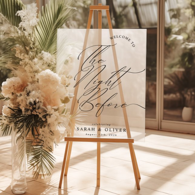 Modern The Night Before Wedding Rehearsal Dinner Acrylic Sign (Creator Uploaded)