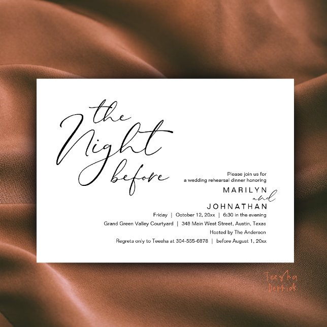 Modern The Night Before Wedding Rehearsal Dinner Invitation (Modern The Night Before Wedding Rehearsal Dinner Invitation Card in Black and white)