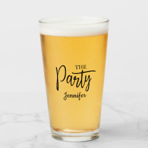 Modern The Party Bachelorette Personalised   Glass