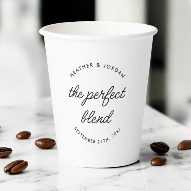 Modern The Perfect Blend Wedding Coffee or Tea Paper Cups (Creator Uploaded)