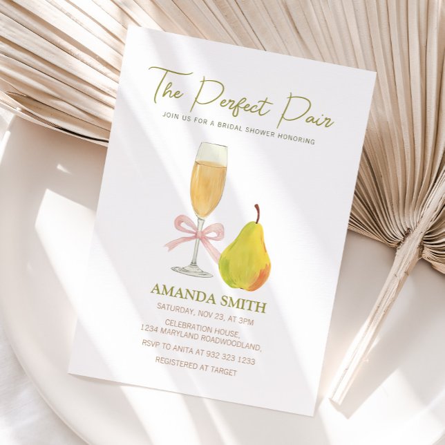 Modern The perfect pair Pear bridal shower Invitation (Creator Uploaded)