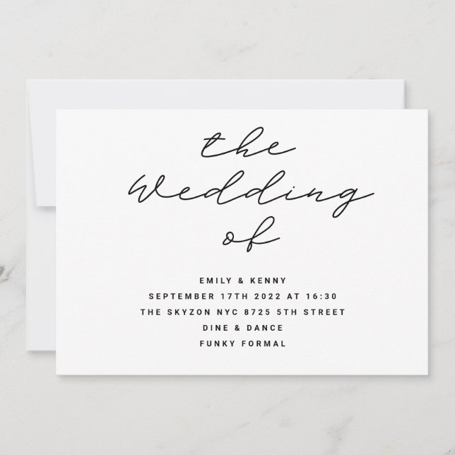 Modern | The Wedding of | Black & White | Wedding Invitation (Front)