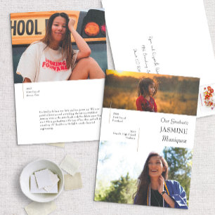 Modern Then & Now Photo Graduation Announcement