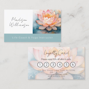 Modern Therapist Spa Yoga Zen Lotus Flower Loyalty Business Card