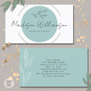 Modern Therapist Stylist Spa Minimalist Botanical  Business Card
