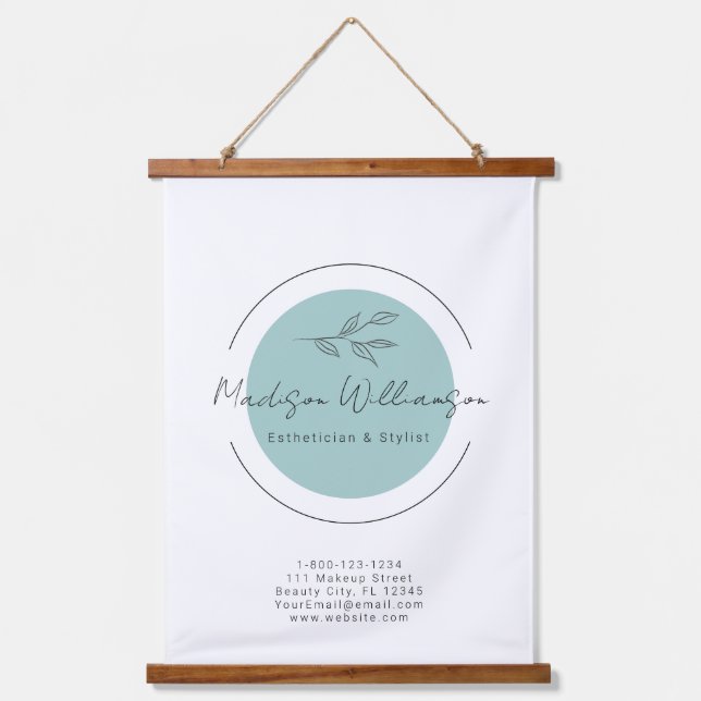 Modern Therapist Stylist Spa Minimalist Botanical  Hanging Tapestry (Front)