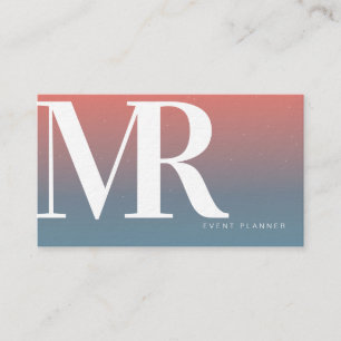 Modern Thick Letter Starry Gradient Coral Blue Business Card