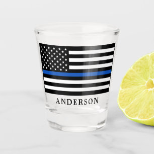 Modern Thin Blue Line Personalised Police Officer  Shot Glass