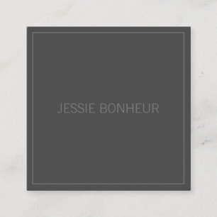 Modern Thin Frame & Your Name   Dark Grey & Grey Square Business Card