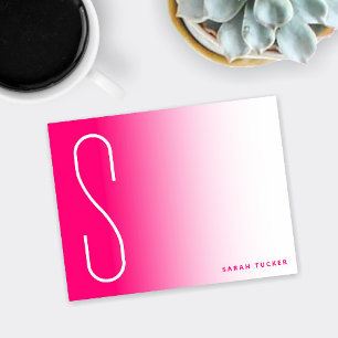 Modern Thin Monogram Hot Pink Fade Professional Card