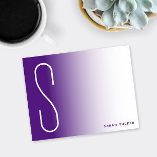 Modern Thin Monogram Purple Fade Professional Card