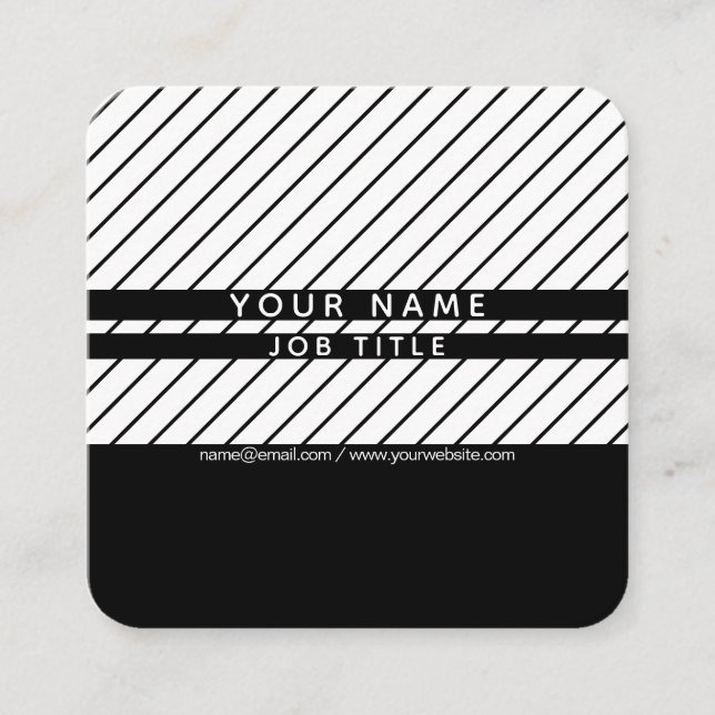 Modern Thin Striped Minimalistic Square Business Card (Front)