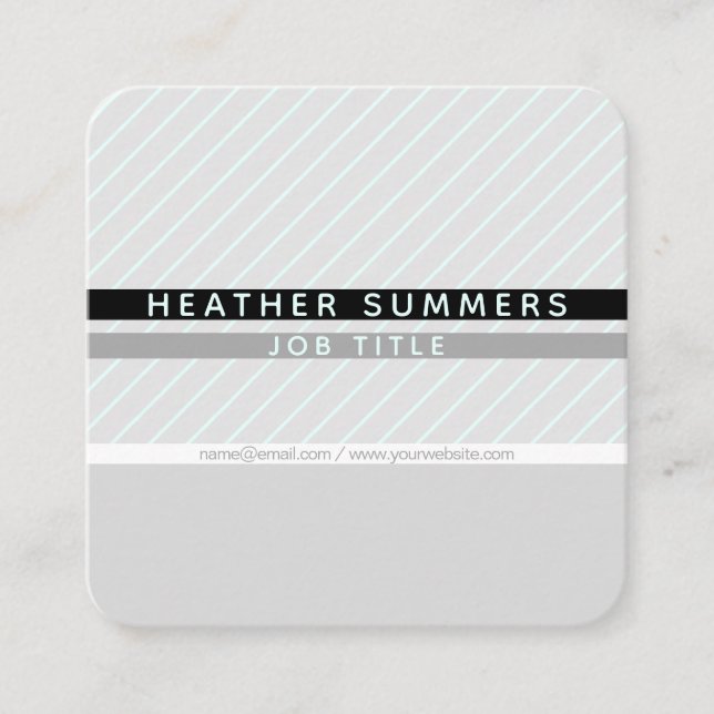 Modern Thin Striped Minimalistic Square Business Card (Front)