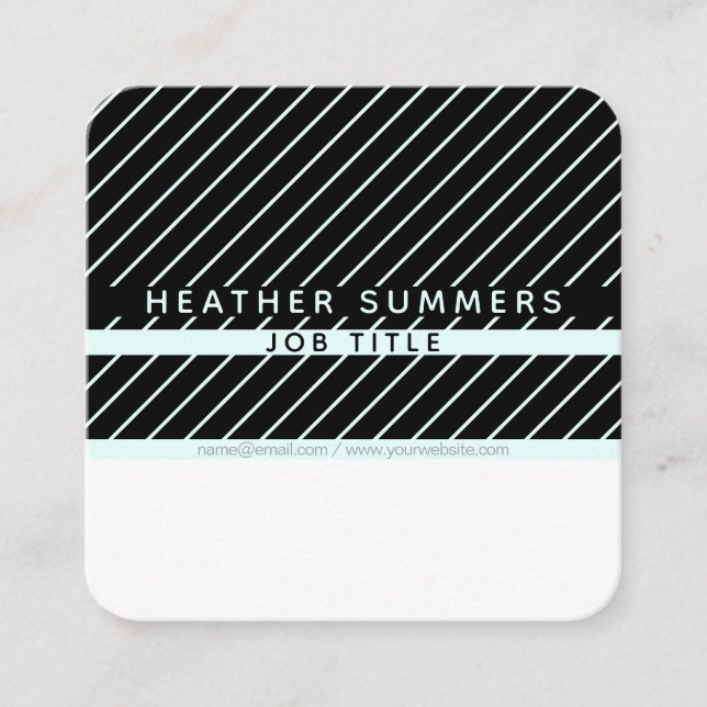 Modern Thin Striped Minimalistic Square Business Card (Front)