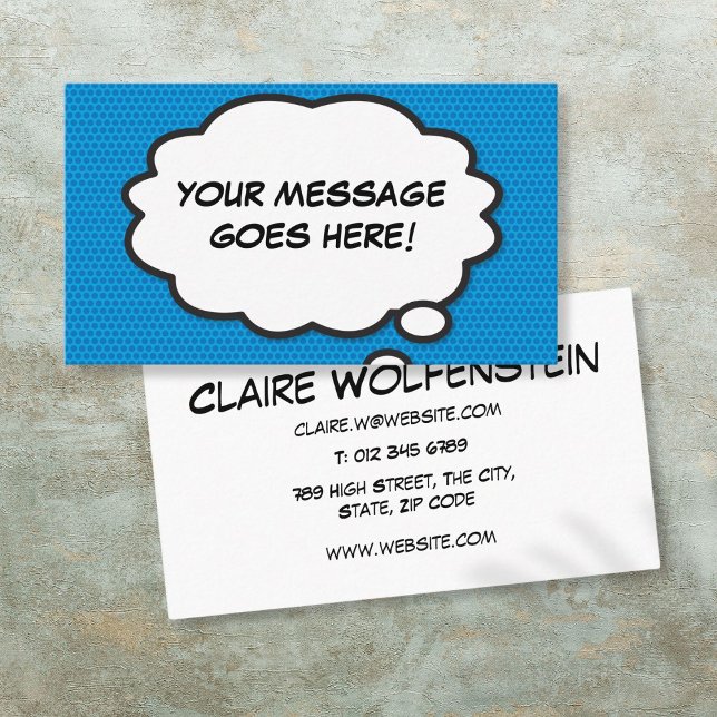 Modern Think Bubble Message Fun Comic Book Business Card (Modern Think Bubble Message Fun Comic Book Business Card)