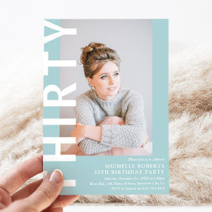 Modern THIRTY Photo 30th Birthday Party Invitation
