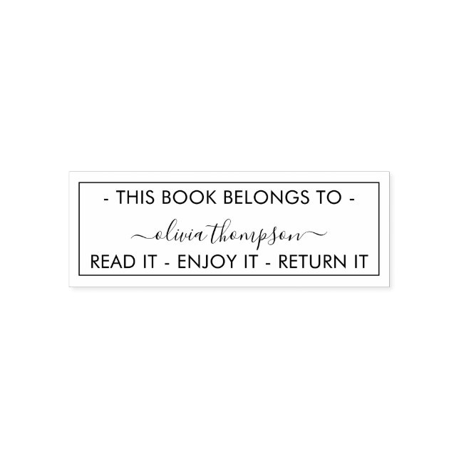 Modern This Book Belongs To Custom Self-inking Stamp (Design)