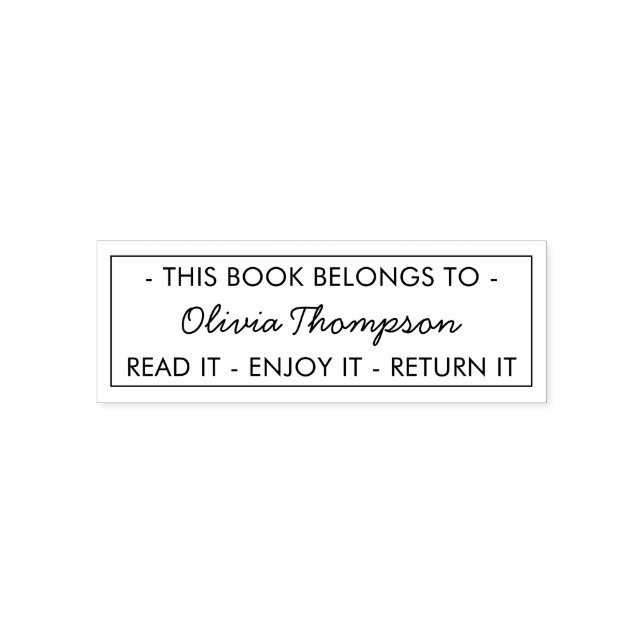 Modern This Book Belongs To Custom Self-inking Stamp (Design)