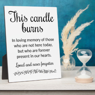 Modern This Candle Burns Wedding Memorial Sign Plaque