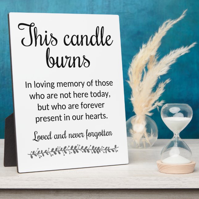 Modern This Candle Burns Wedding Memorial Sign Plaque (Side)