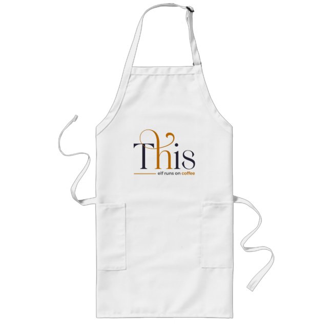 Modern This Elf Runs On Coffee Holiday Long Apron (Front)