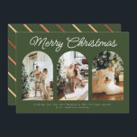 Modern Three Arch Curve Photo Christmas Green Holiday Card<br><div class="desc">Modern Three Arch Curve Photo Christmas Green Holiday Card</div>