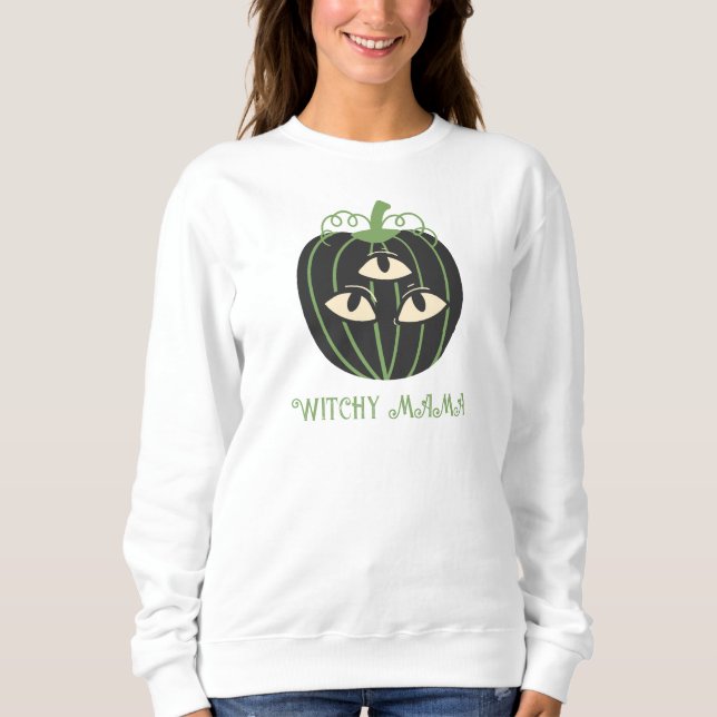 Modern Three-Eyed Pumpkin Halloween Mum's Sweatshirt (Front)