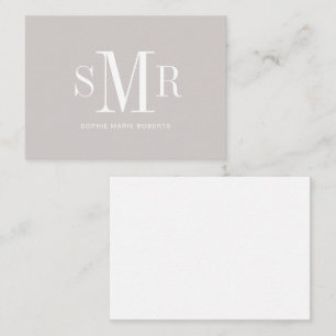 Modern three letter monogram initials name card