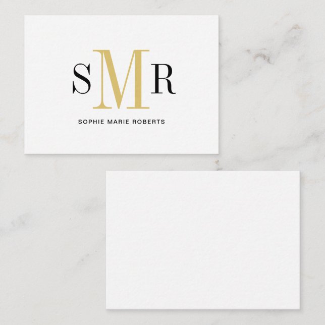 Modern three letter monogram initials name card (Front/Back)