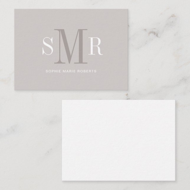 Modern three letter monogram initials name card (Front/Back)