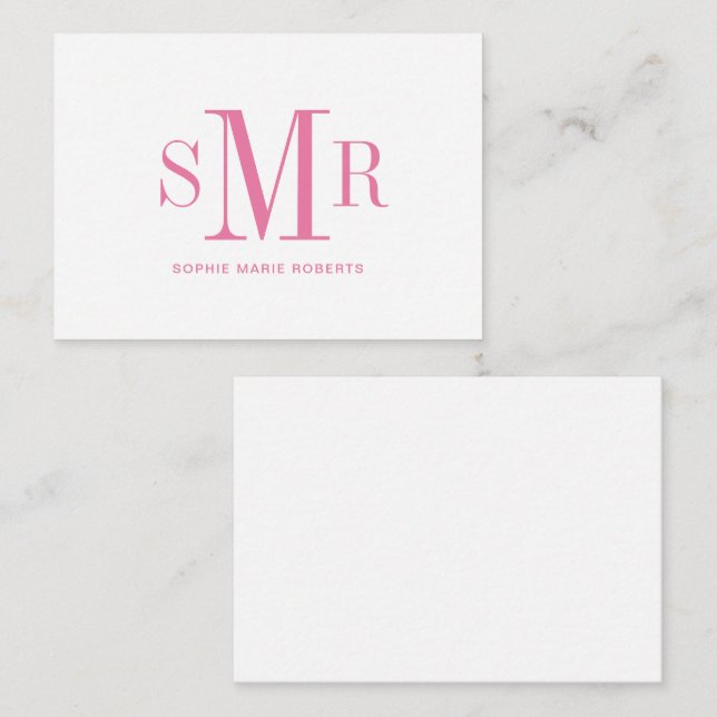 Modern three letter monogram initials name card (Front/Back)