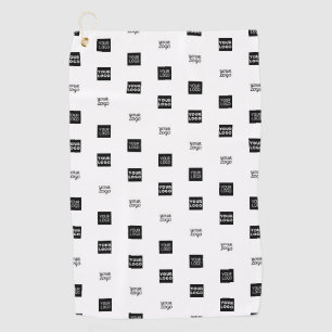 Modern Three Logo Pattern Design Editable Black Golf Towel