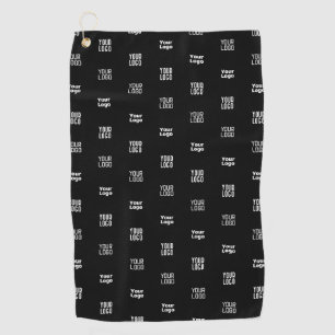 Modern Three Logo Pattern Design Editable Black Golf Towel