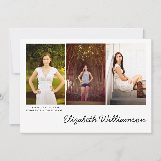 Modern Three Photo Graduation Party Invitation (Front)