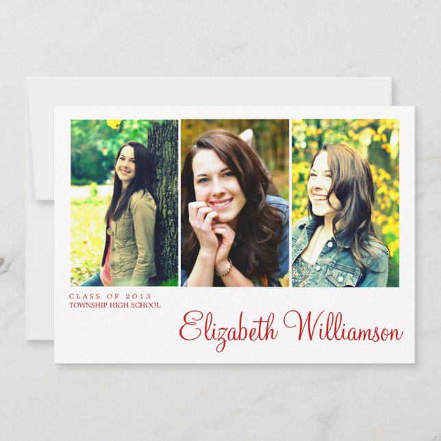 Modern Three Photo Graduation Party Invitation (Front)