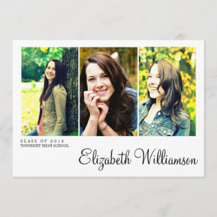 Modern Three Photo Graduation Party Invitation