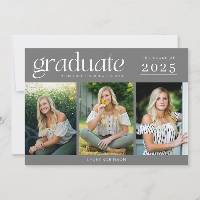 Modern Three Photo High School Graduation (Front)