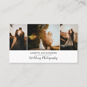 Modern Three Photo Wedding Photography Business Card