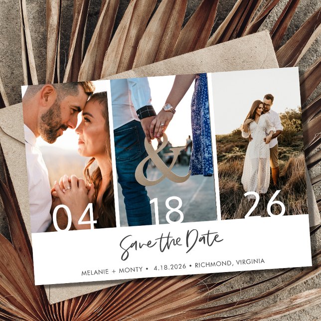 Modern Three Photo Wedding Save the Date (Modern Three Photo Wedding Save the Date)