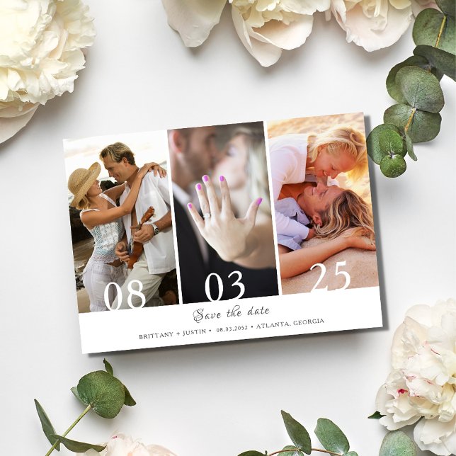 Modern Three Photo Wedding Save the Date (Modern Three Photo Wedding Save the Date)
