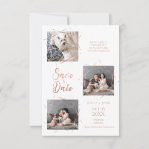 Modern Three Photos Trendy Rose Gold Effect