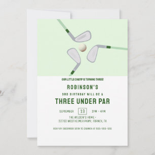 Modern Three Under Par 3rd Birthday Golf  Invitation