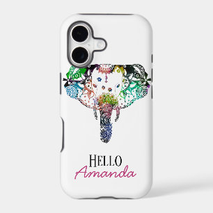 Modern tie-dye line tangle elephant