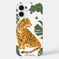Modern Tiger and Jungle Leaves Art Personalised