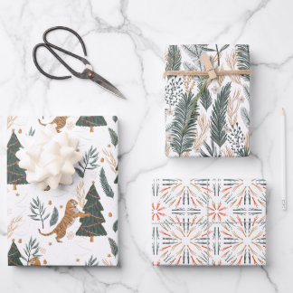 Modern Tiger Leaves Holiday Wrapping Paper Sheet