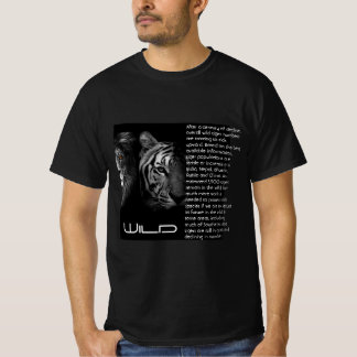 Modern tiger lion print white text for him black T-Shirt