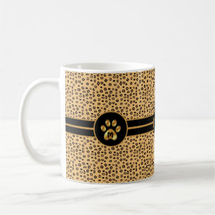 Modern Tiger Pattern & Paw Coffee Mug
