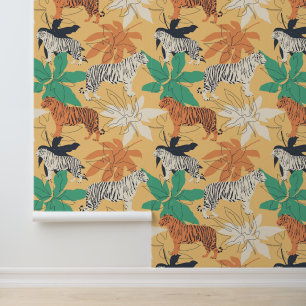 Modern Tiger Pattern Teraacotta Wallpaper