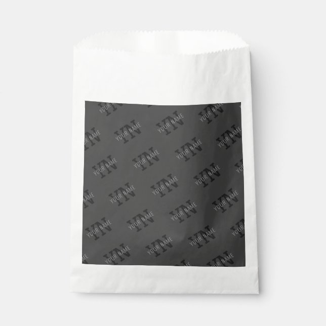 Modern Tiled Dark Grey Monogrammed Name/other Text Favour Bags (Front)