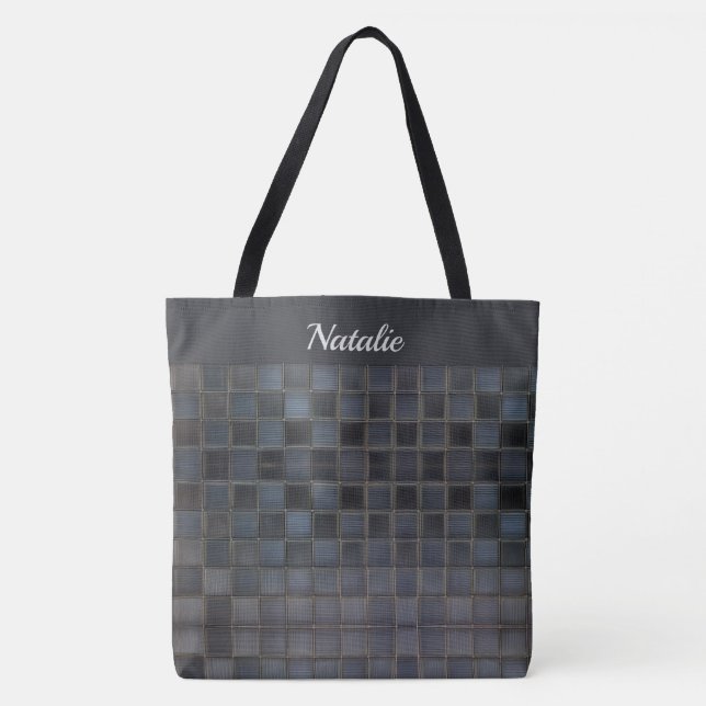 Modern Tiled Monogrammed Tote Bag (Front)